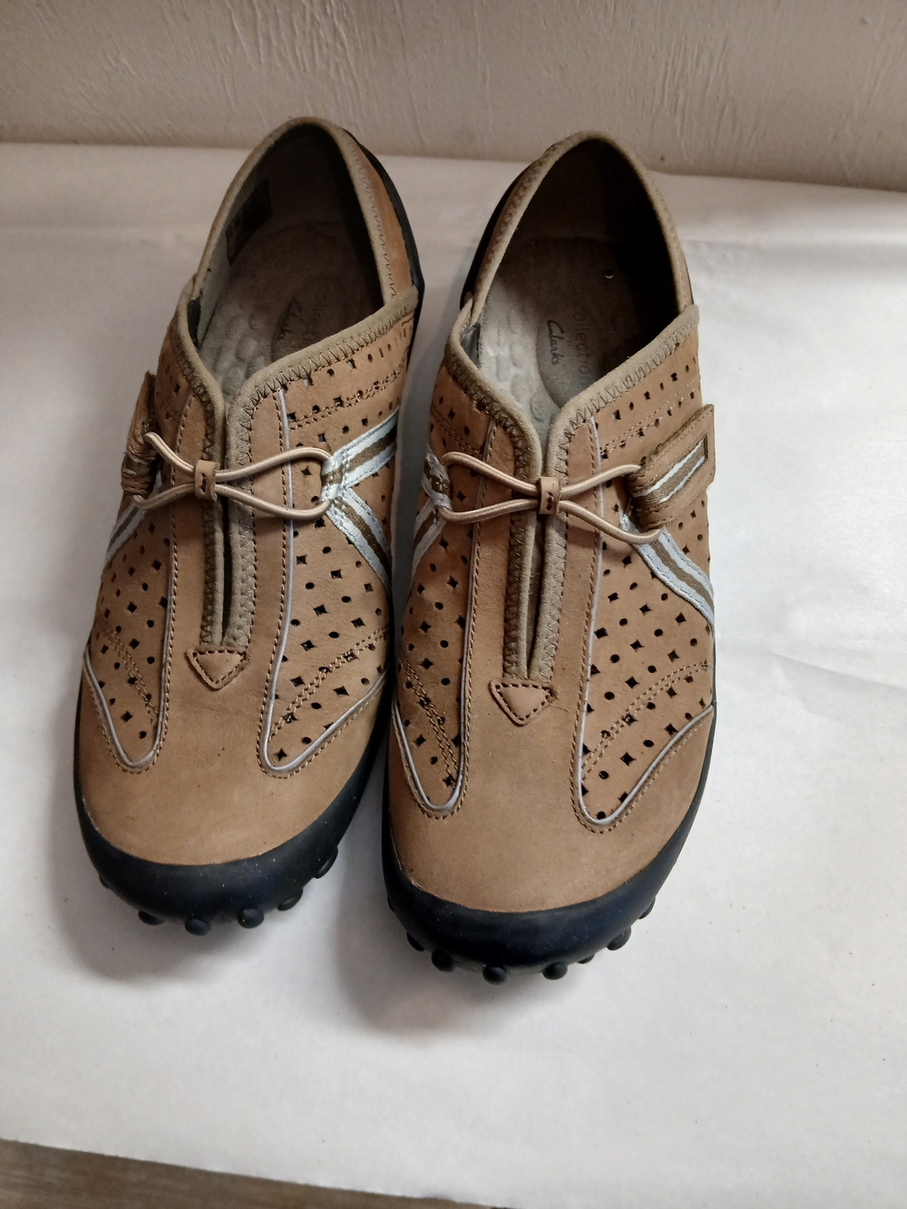 Clark's Woman's Tan Slip-On Perforated Casual Shoes